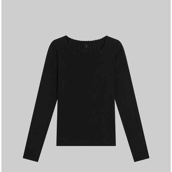 EUC Bundle of 3 LESET Pointelle tees Long Sleeve Cotton White, Black, Pink Small - Picture 10 of 10